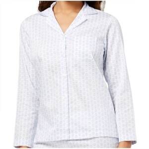 NEW CHARTER CLUB LUXURY woven cotton pajama top in mini geo